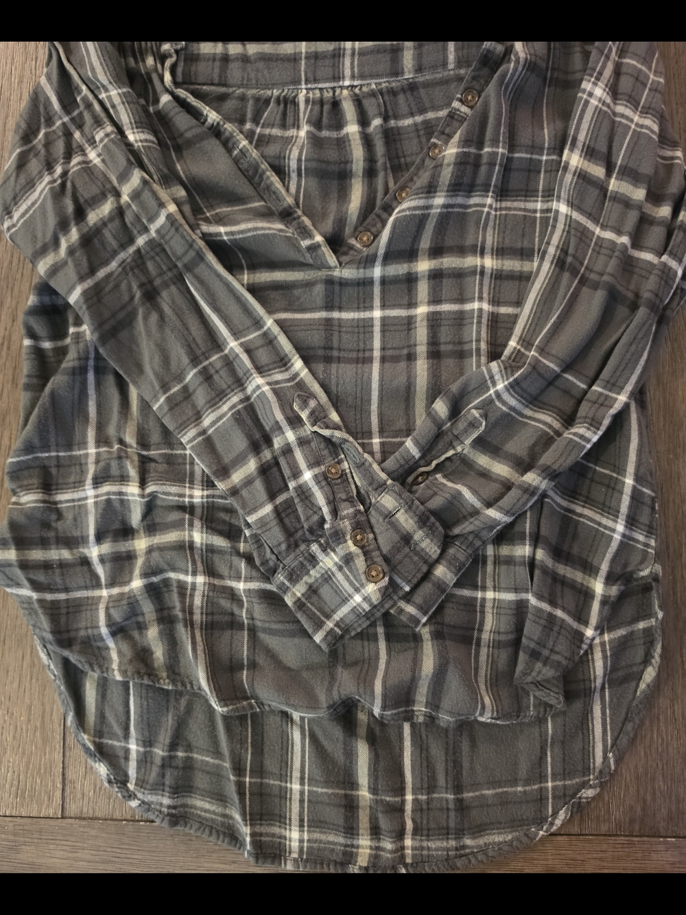 Plaid Button-Front Women's Top in Dark Green by Universal Thread Goods Co. - Picture 3 of 6